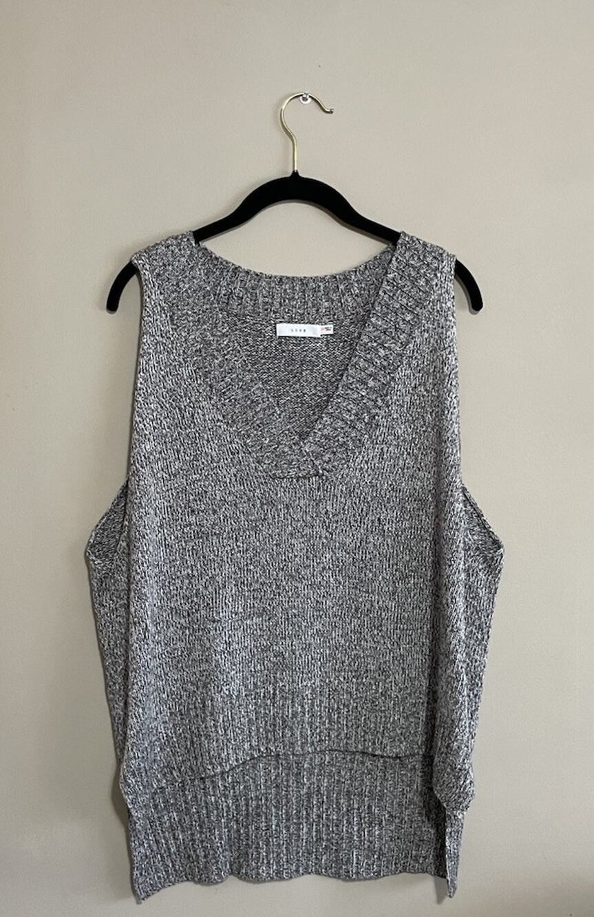 LUSH Brown Gray Marled Knit Sweater Layering Vest - Women’s Size S / M